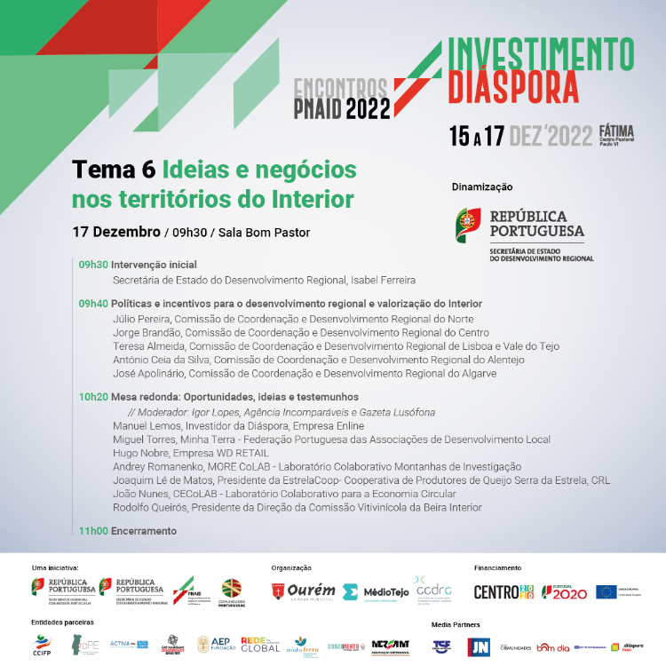 Sessão temática "Ideias e negócios nos territórios do Interior": Encontros PNAID 2022